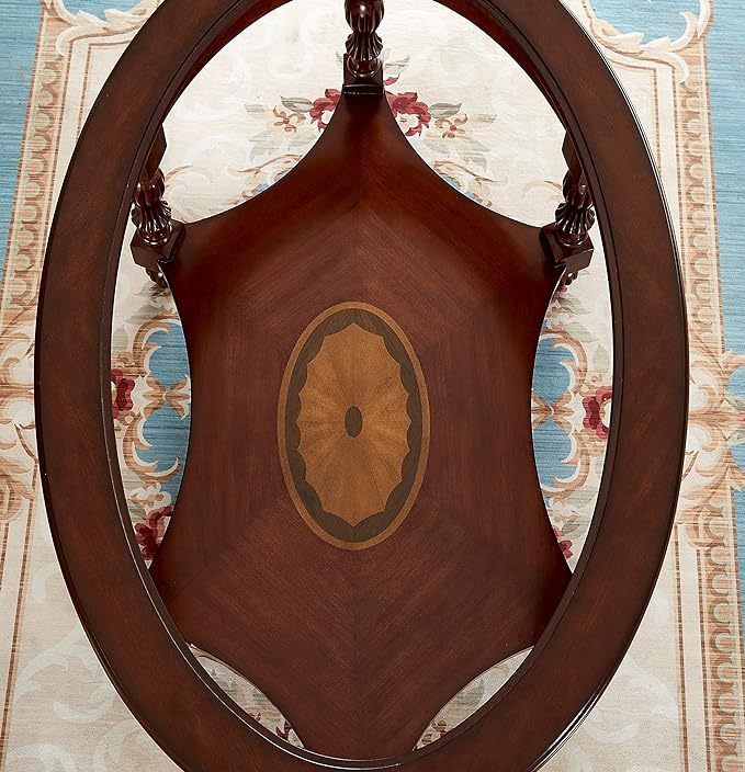 Oval Coffee Tables, Natural Wood Coffee Table, Round Solid Wood Center Large Glass Panel Coffee Table