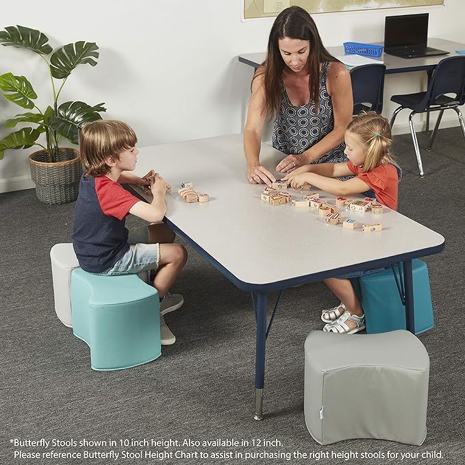 12" Butterfly Modular Soft Foam Stool Set for Children Ages 4-7