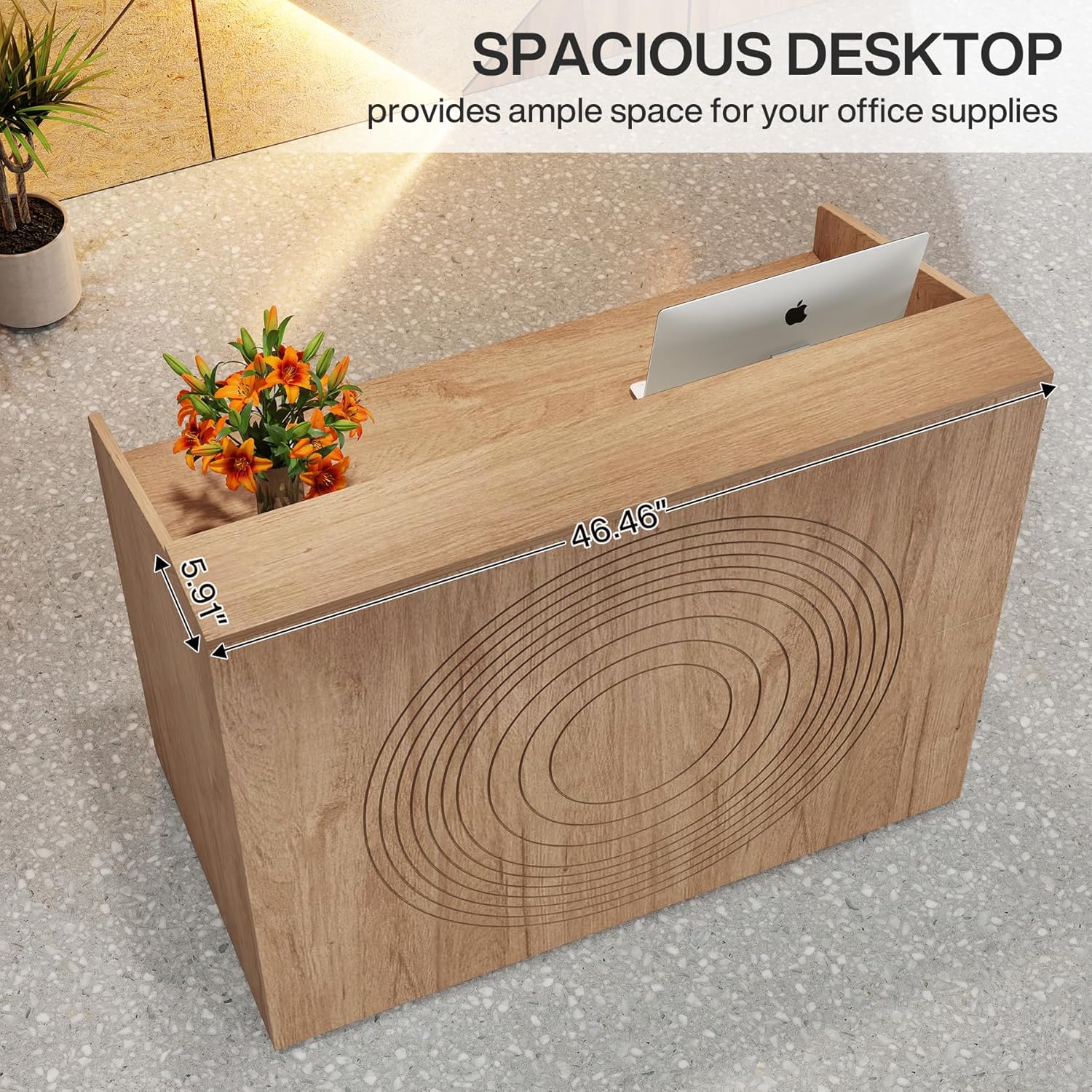 Modern Front Desk Reception Room Table with Cable Grommet, 47 inch Retail Counter