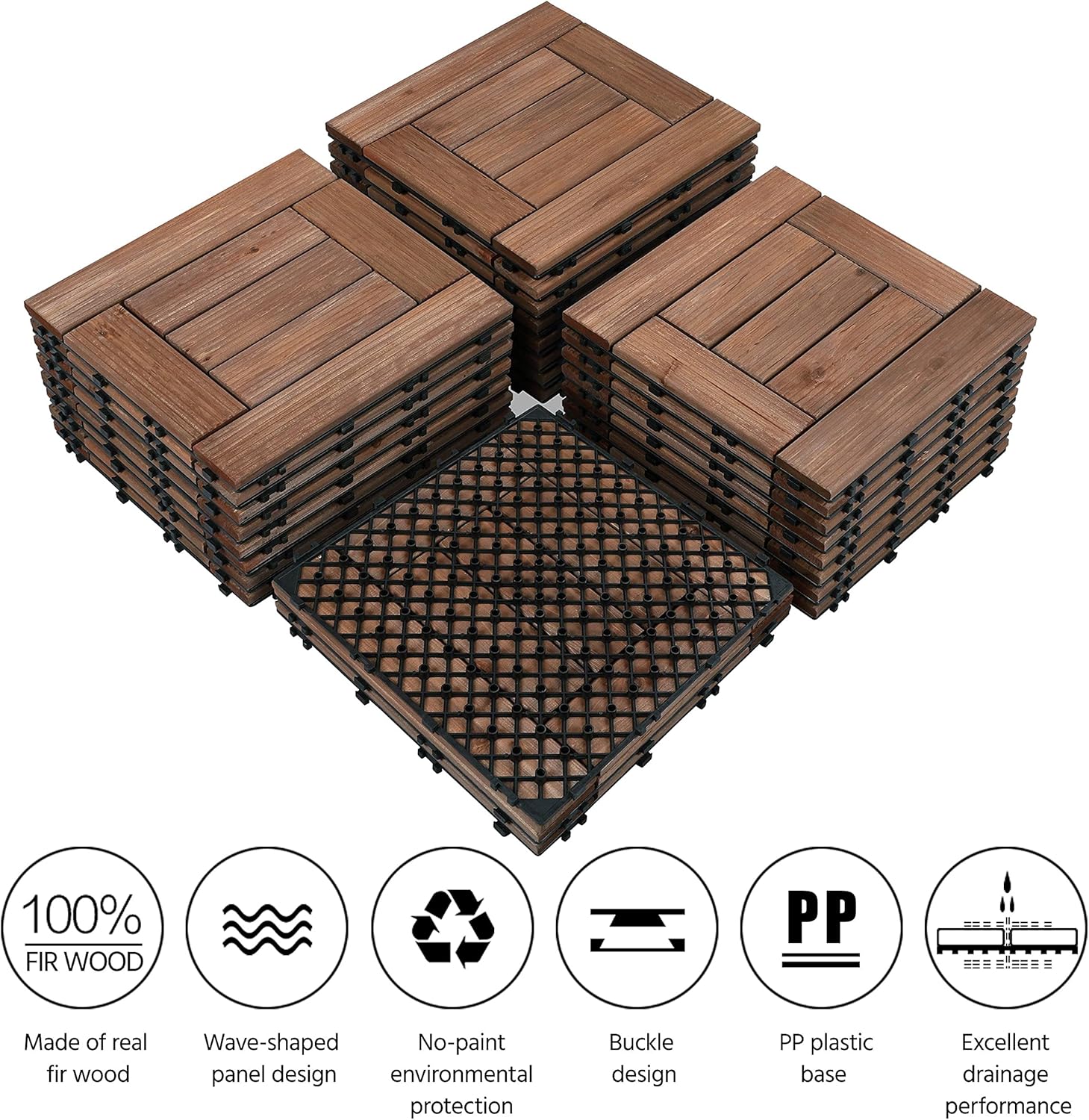  Wooden Flooring Patio Deck Tiles Interlocking Tiles