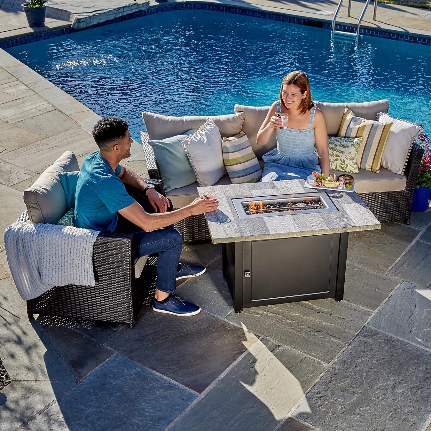 Gray 40x28” Rectangular Gas Fire Table