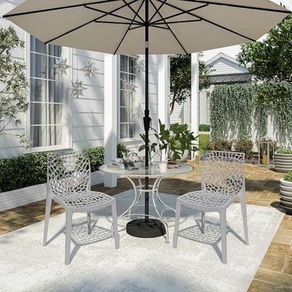 Armless Dining Chairs, Gray, Set of 2