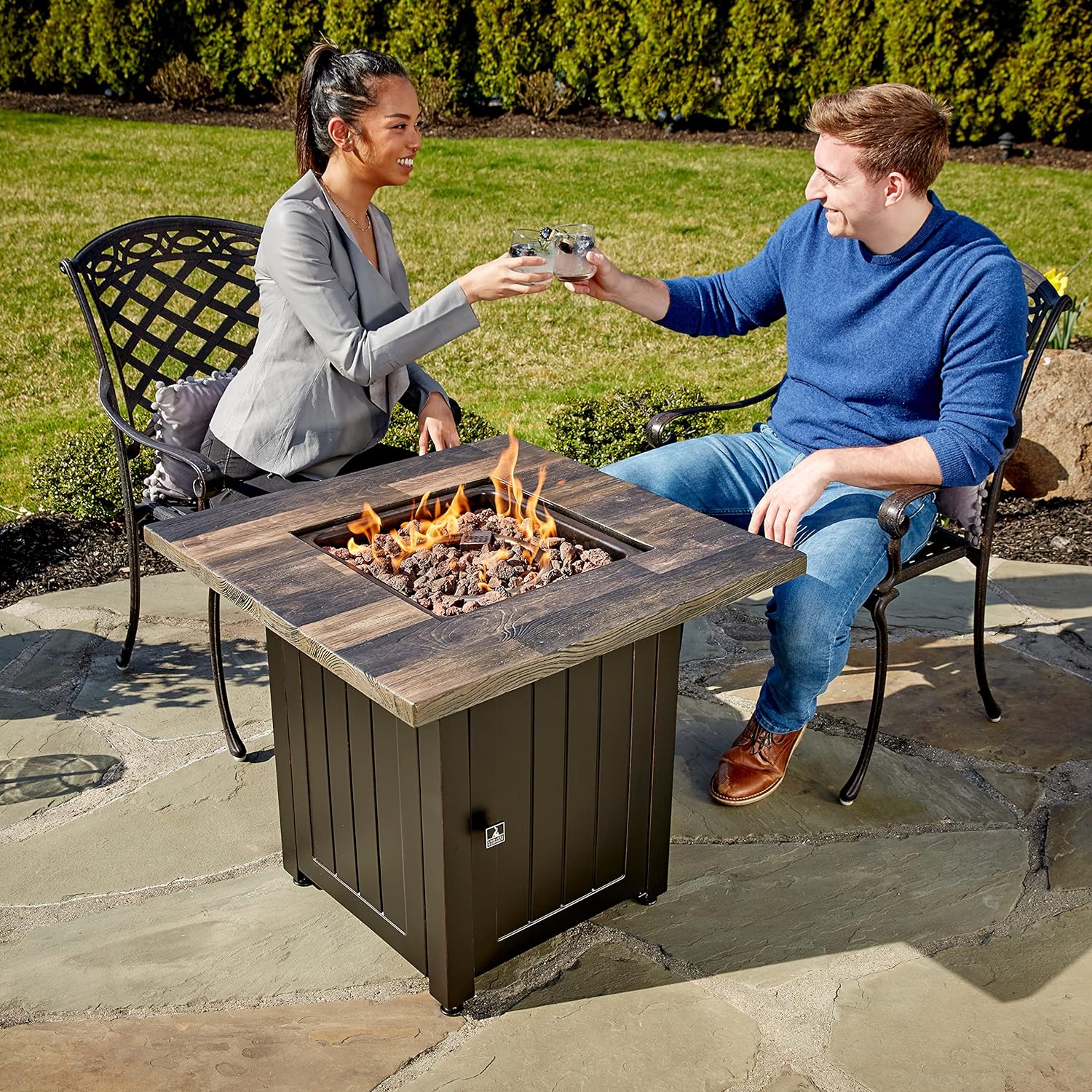 Brown 28” Square Gas Fire Table