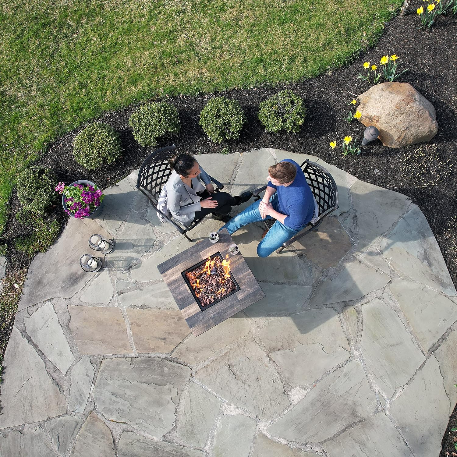 Brown 28” Square Gas Fire Table