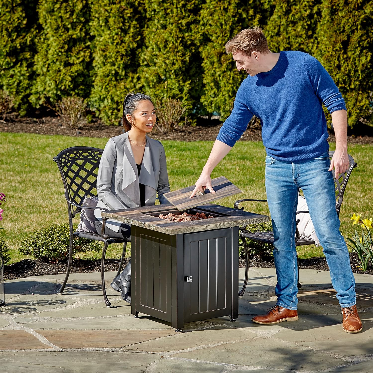 Brown 28” Square Gas Fire Table