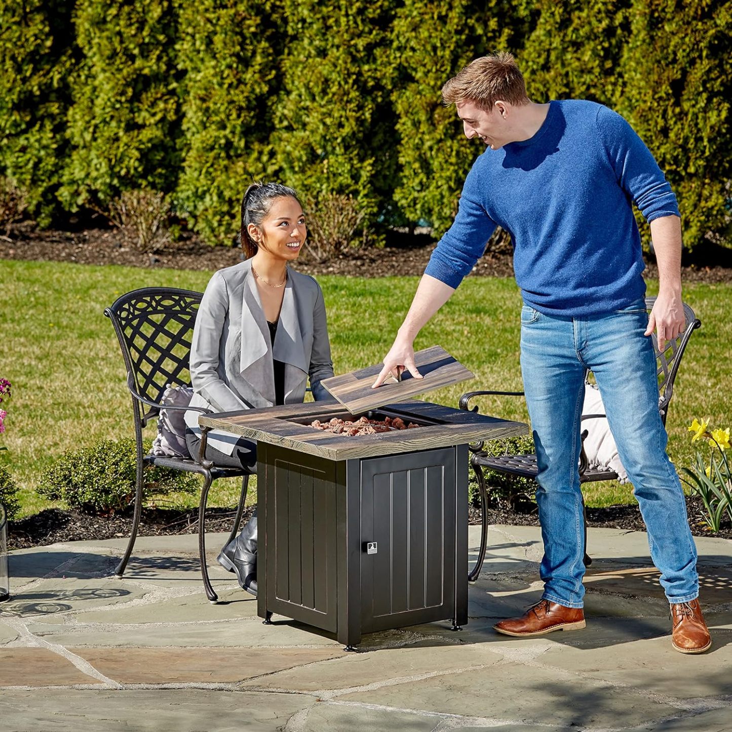 Brown 28” Square Gas Fire Table