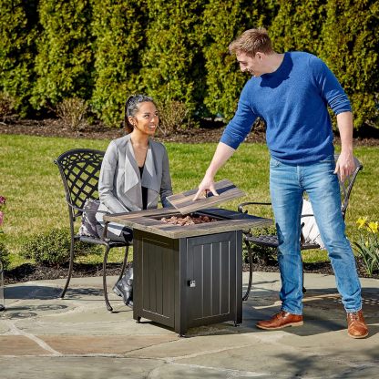 Brown 28” Square Gas Fire Table