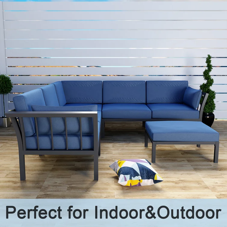 84.6" Wide Outdoor Patio Sectional with Cushions