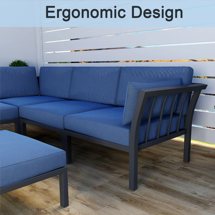 84.6" Wide Outdoor Patio Sectional with Cushions