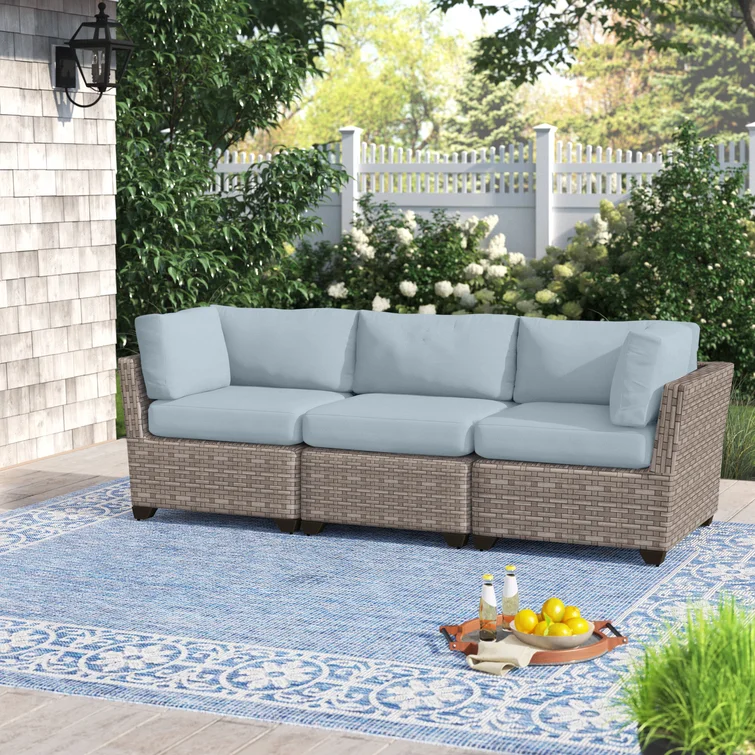 3 Piece Outdoor Sectional Sofa with Cushions