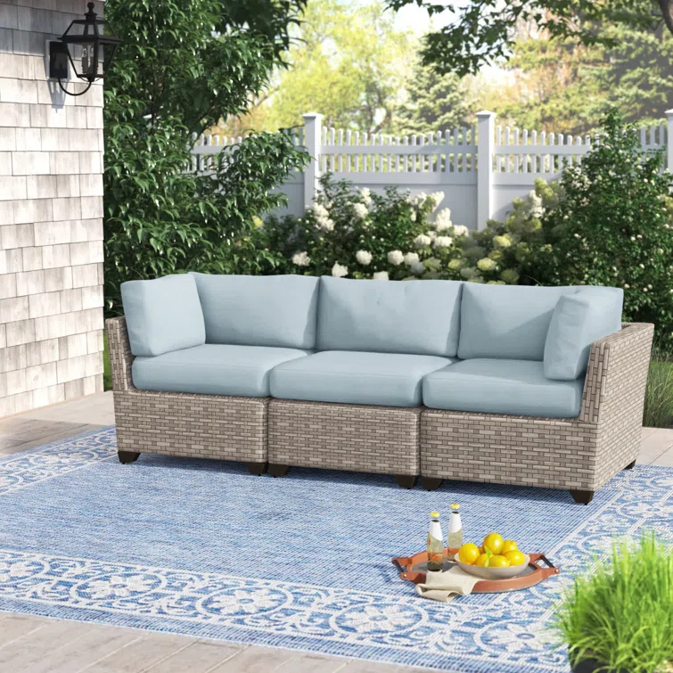 3 Piece Outdoor Sectional Sofa with Cushions