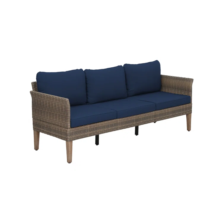 3-Piece Outdoor Conversation Set with Sofa and Ottomans