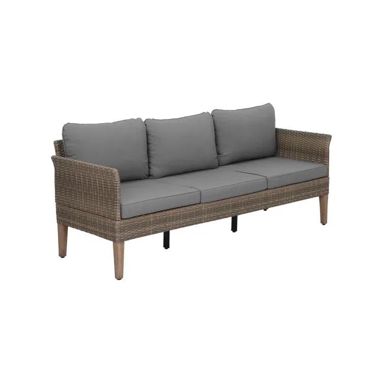 3-Piece Outdoor Conversation Set with Sofa and Ottomans