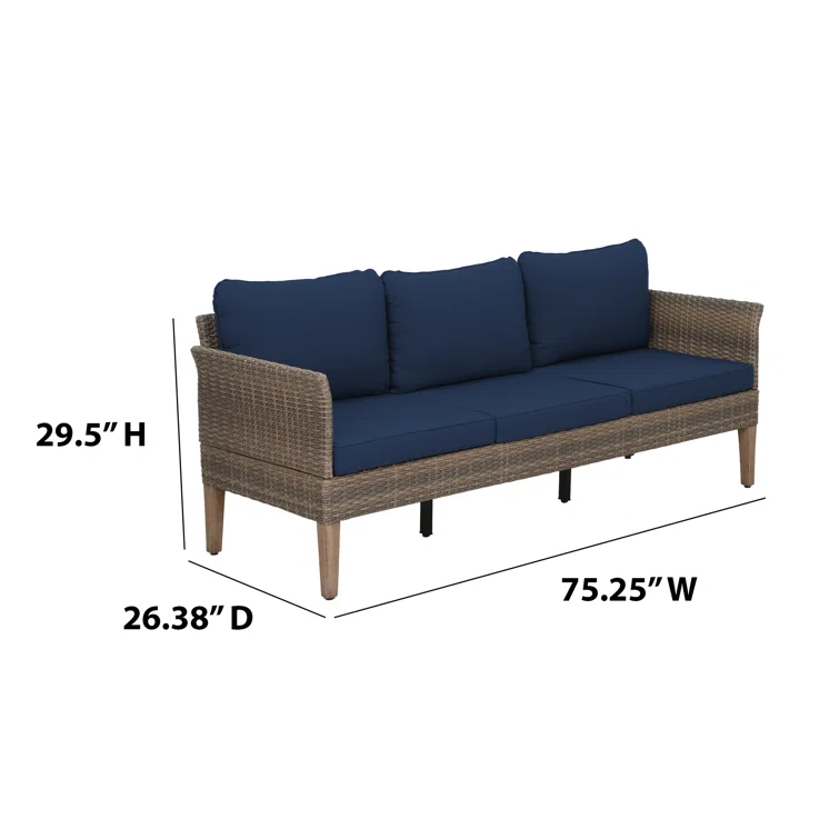 3-Piece Outdoor Conversation Set with Sofa and Ottomans