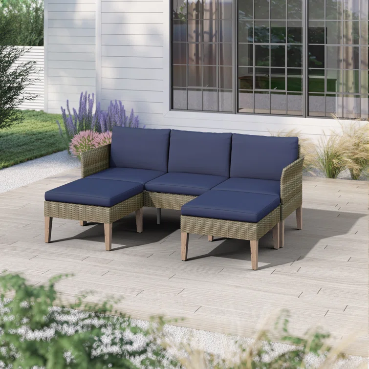 3-Piece Outdoor Conversation Set with Sofa and Ottomans