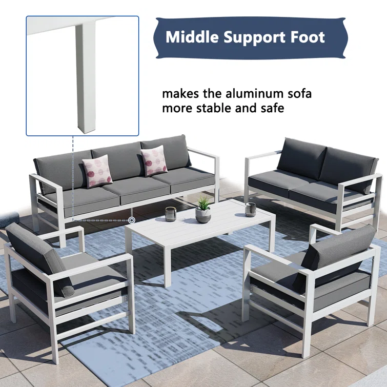 5 Piece Sofa Seating Group with Cushions (Set of 2)