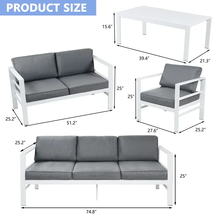 5 Piece Sofa Seating Group with Cushions (Set of 2)