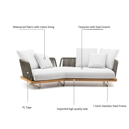 Teak Outdoor Sectional Sofa Set with Table