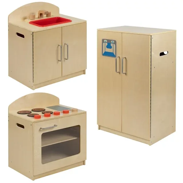 Children's Wooden Kitchen Set - Stove, Sink and Refrigerator for Commercial or Home Use
