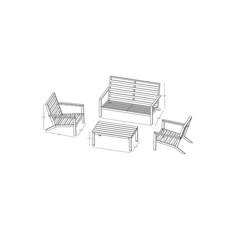 4 Piece Sofa Seating Group with Cushions (Set of 4)