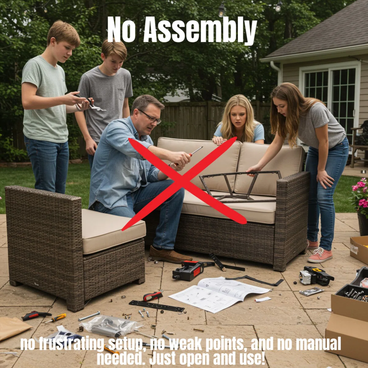 Modern Brown Square Coffee Table – No Assembly Required, Perfect for Living Rooms and Easy Setup