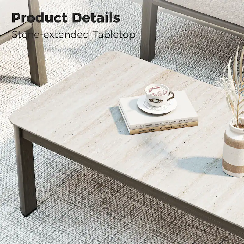 1-Piece Brown Aluminum Outdoor Coffee Table - 47 x 23