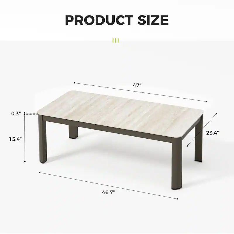 1-Piece Brown Aluminum Outdoor Coffee Table - 47 x 23