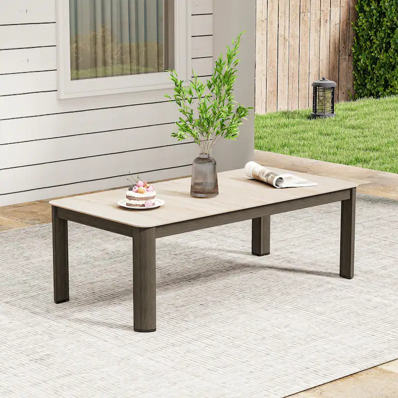 1-Piece Brown Aluminum Outdoor Coffee Table - 47 x 23