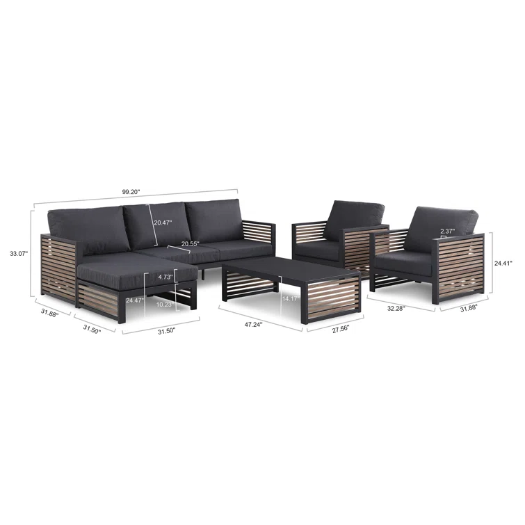 5 - Person Outdoor Seating Group with Custom Covers