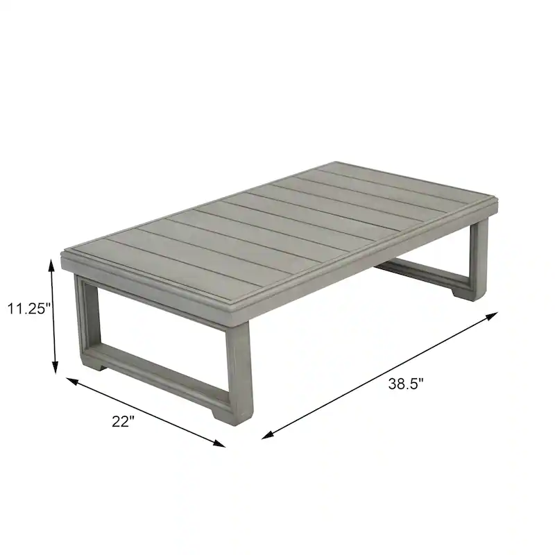 Outdoor Patio Coffee Table with Slatted Wood Design, Weather-Resistant Frame