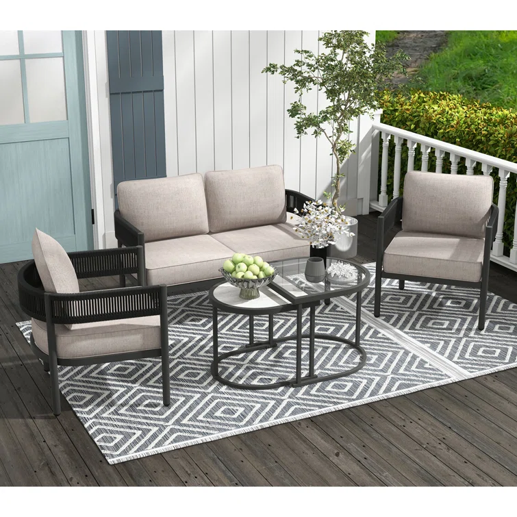 5 Piece Multiple Chairs Seating Group with Cushions