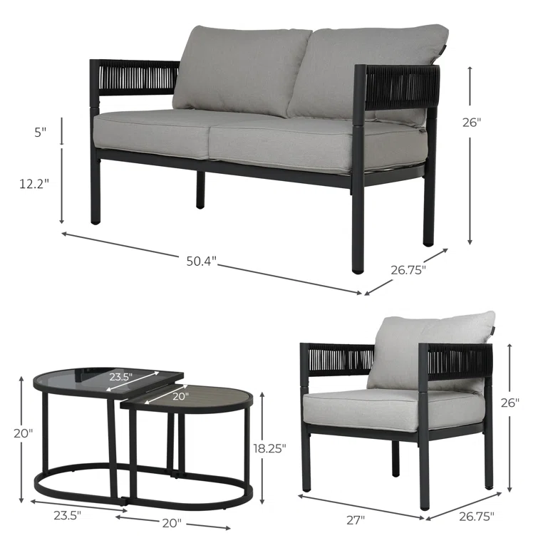 5 Piece Multiple Chairs Seating Group with Cushions