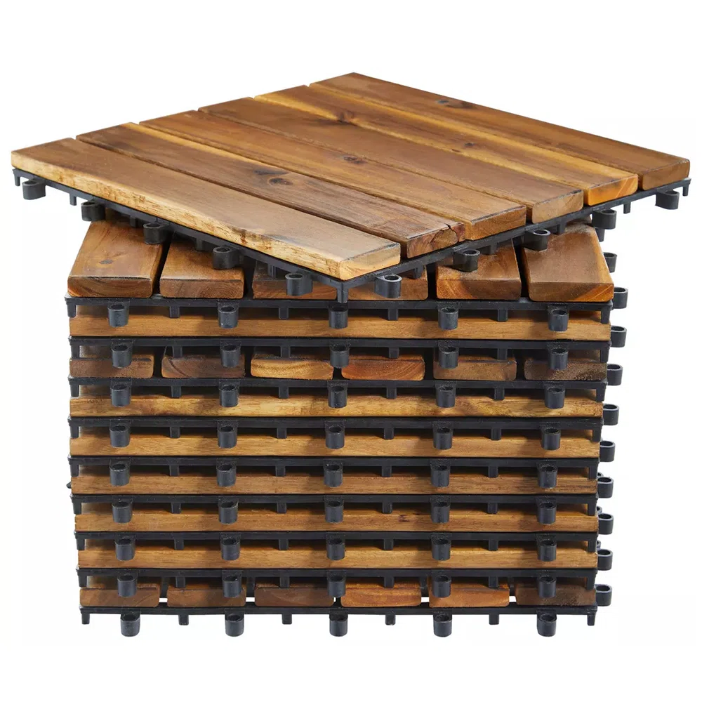  11.8'' L x 11.8'' W Solid Wood Tile