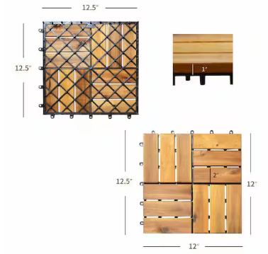 1 ft. x 1 ft. Acacia Wood Deck Tile in Brown