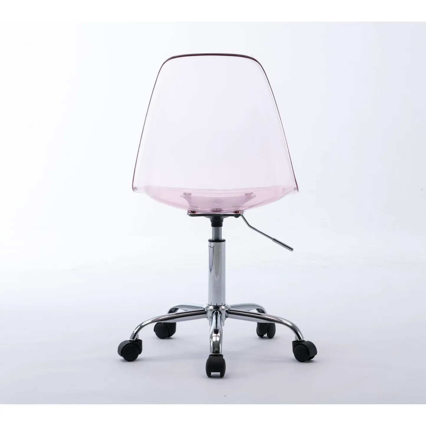 Clear Acrylic Rolling Chair, Modern Small Cute Armless Vanity Rolling Plastic Chair