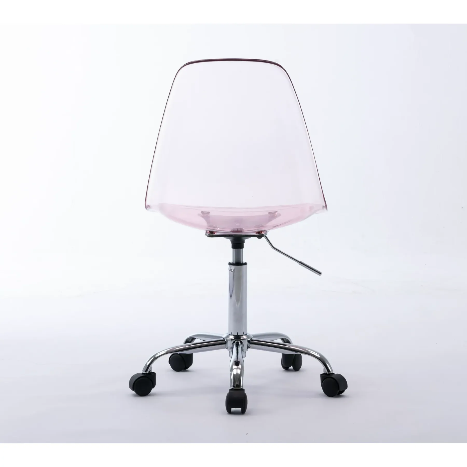 Clear Acrylic Rolling Chair, Modern Small Cute Armless Vanity Rolling Plastic Chair