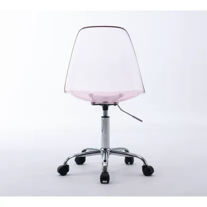 Clear Acrylic Rolling Chair, Modern Small Cute Armless Vanity Rolling Plastic Chair