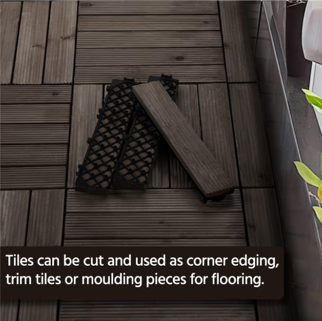 12in Black Pack of 27 Acacia Wood Flooring Tiles