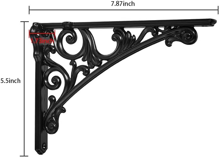 Shelf Bracket 8 Inch, Decorative Brackets for Shelving, Heavy Duty Vintage Ornate Shelf Bracket, Hardware Included, 4 Pack