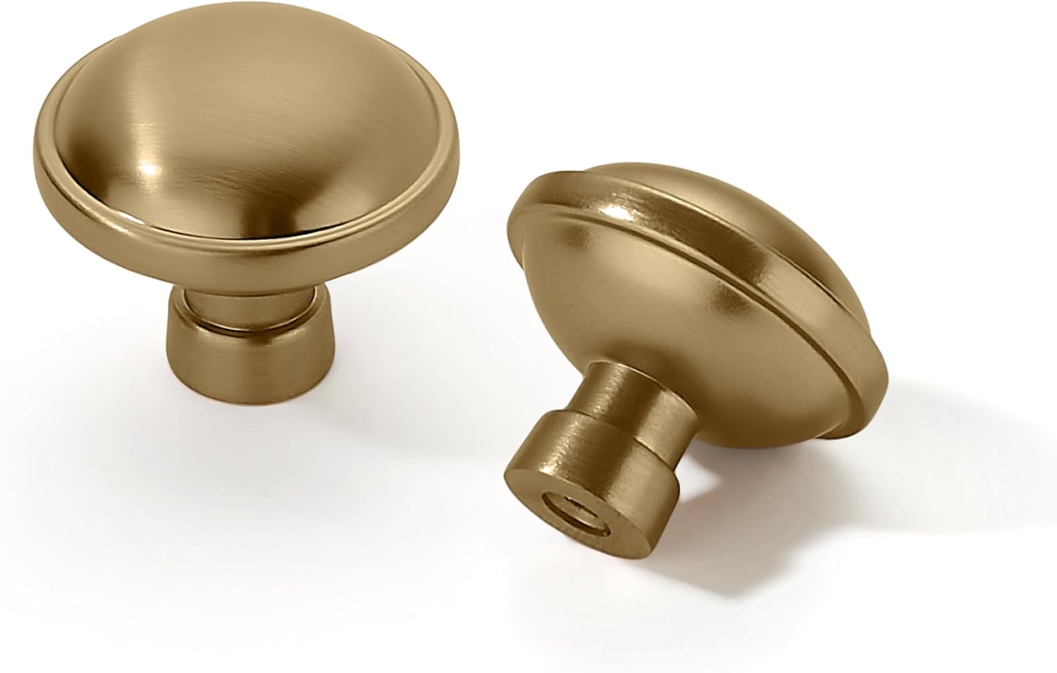 10 Pack 1-1/4 inch Brushed Brass Cabinet Knobs - Brushed Gold Drawer Knobs for Kitchen and Dresser Drawers