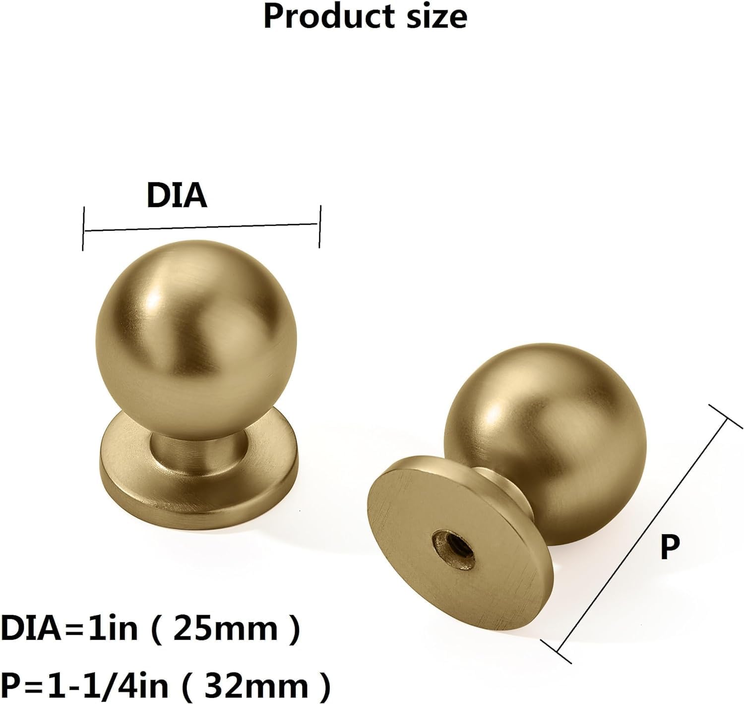 10 Pack 1 Inch (25mm) Diameter Round Solid Vintage Antique Brass Finish Kitchen Cabinet Knobs