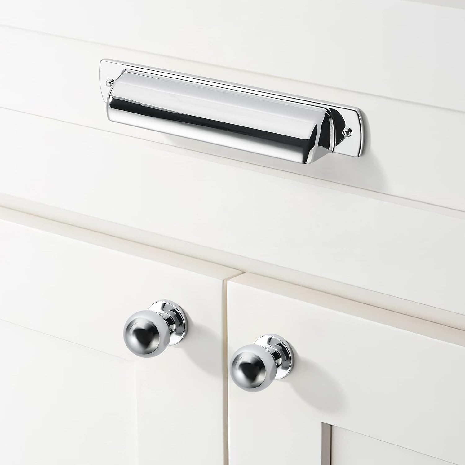 10 Pack 1 Inch Polished Chrome Kitchen Cabinet Knobs - Dresser Drawer Ball Knobs - Cabinet Hardware Zinc for Drawers