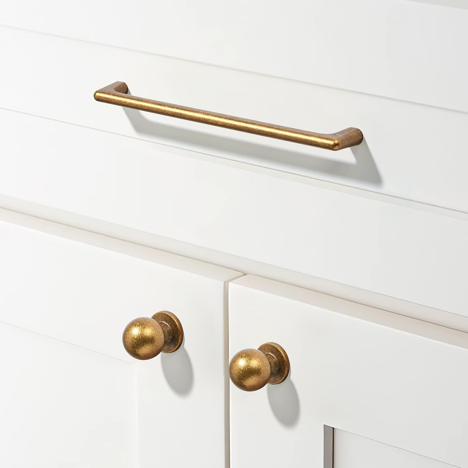 10 Pack 1 Inch (25mm) Diameter Round Solid Vintage Antique Brass Finish Kitchen Cabinet Knobs