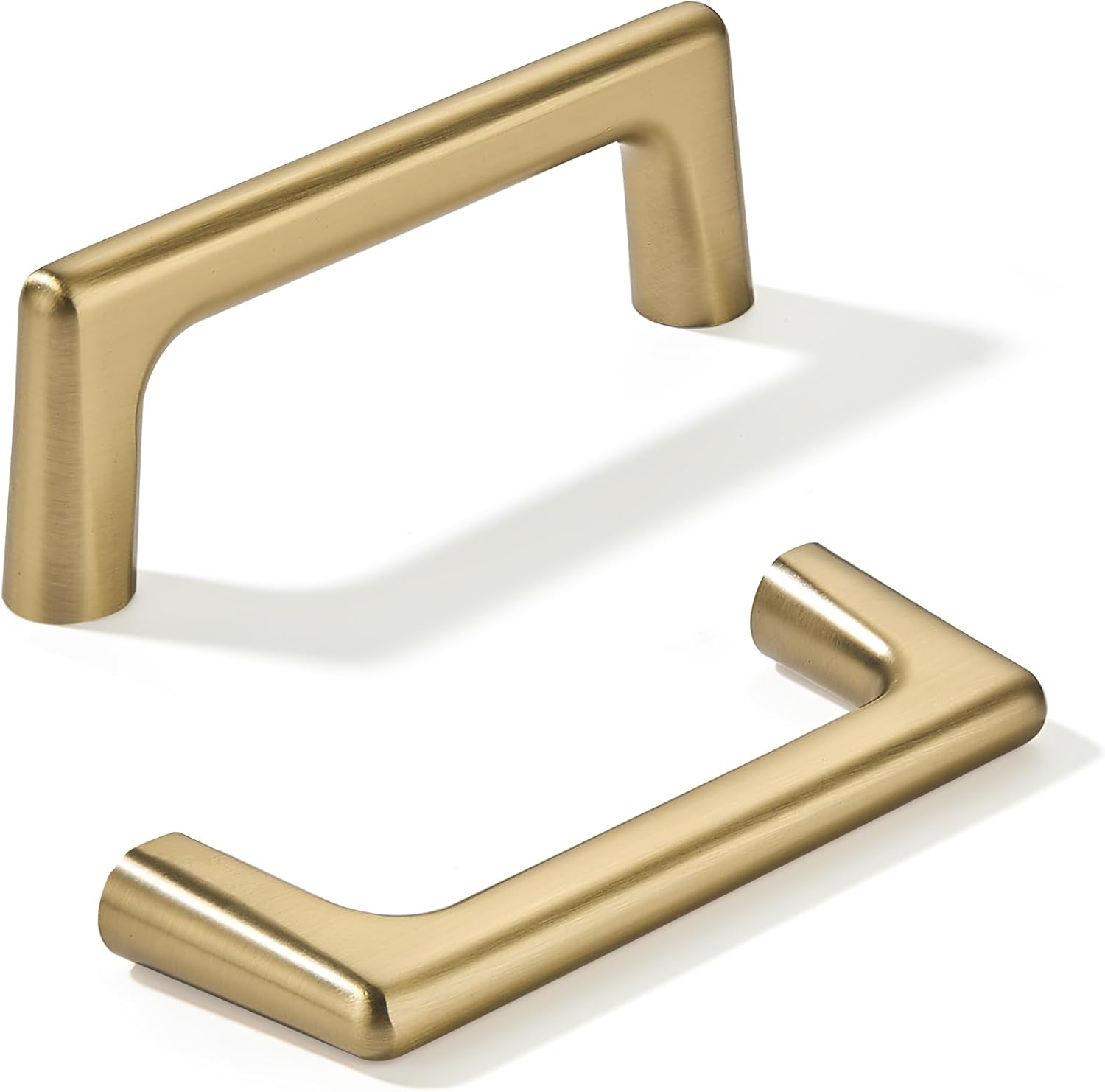 10 Pack Brushed Brass Cabinet Pulls 3-3/4 Inch(96mm) Hole Centers Satin Gold Cabinet Pulls Kitchen Cabinet Hardware for Cupboard Drawer Handles Dresser Pulls