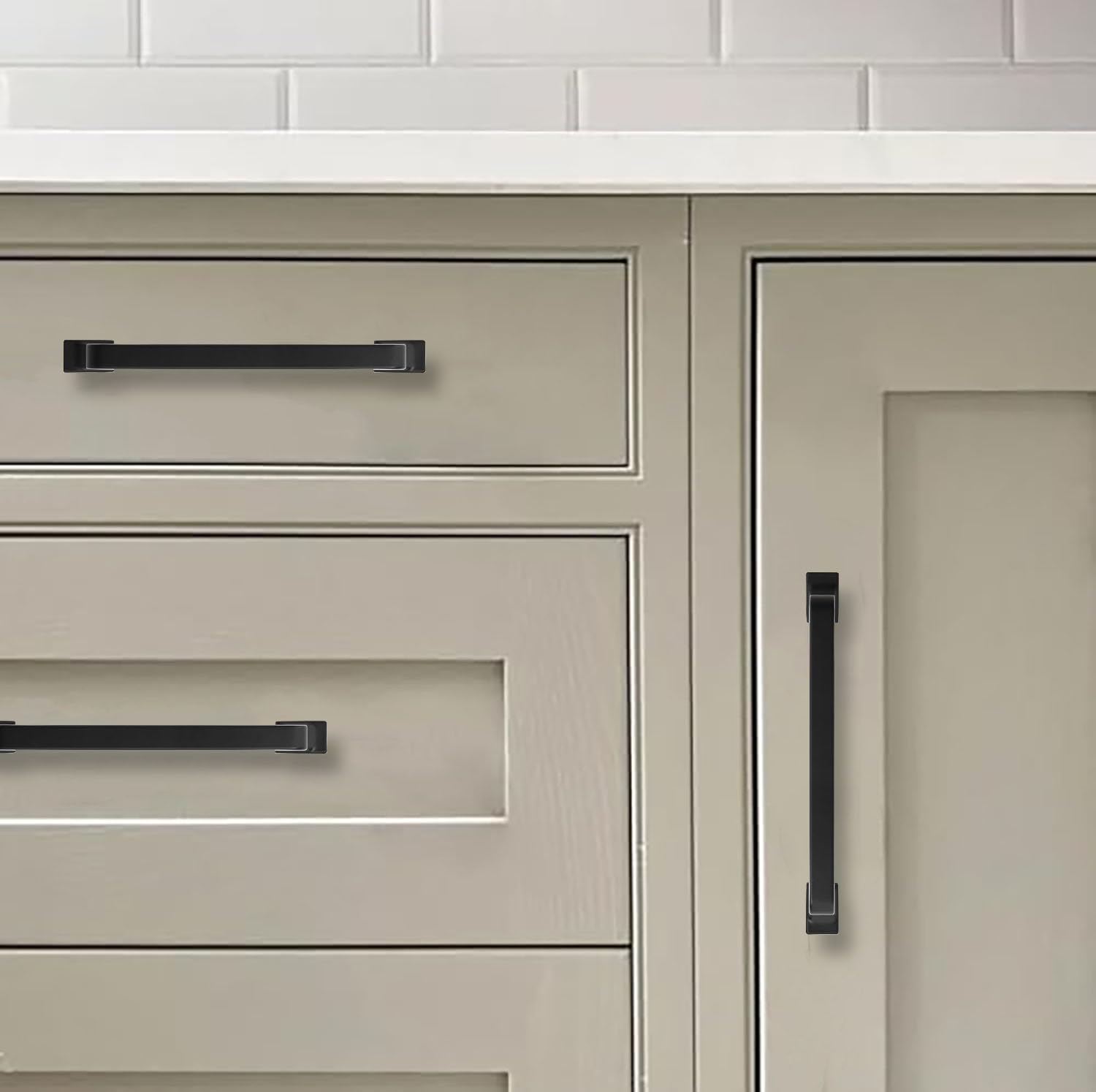 10 Pack 8 Inch Cabinet Handles - Matte Black Cabinet Pulls and Drawer Handles