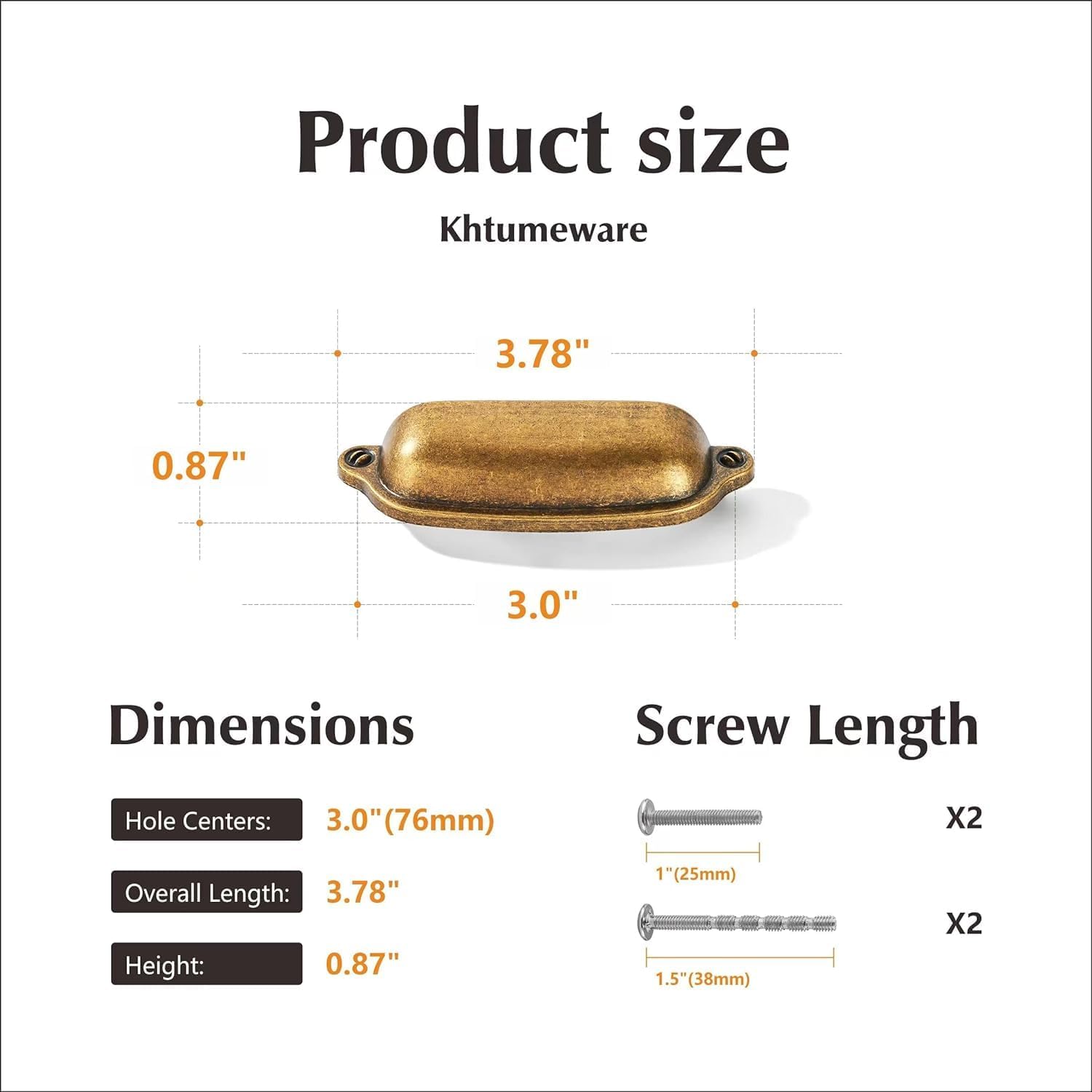 15 Pack 3" Bin Cup Drawer Pulls Antique Brass Cabinet Cup Pulls 3" Hole Center Classic Vintage Retro Drawer Handles Kitchen Cupboard Bathroom Dresser Cabinet Hardware Zinc Alloy