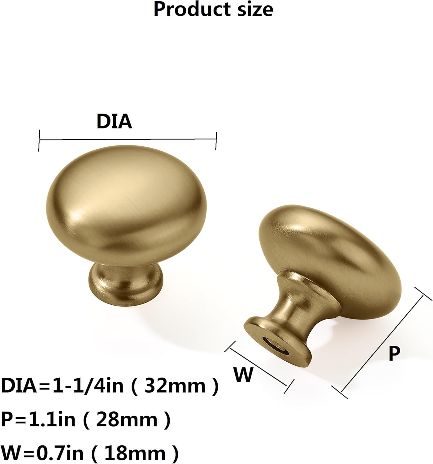 1-1/4" Champagne Bronze Zinc Alloy Cabinet Knobs - Single Hole Center Kitchen Cabinet Pull Hardware for Bedroom