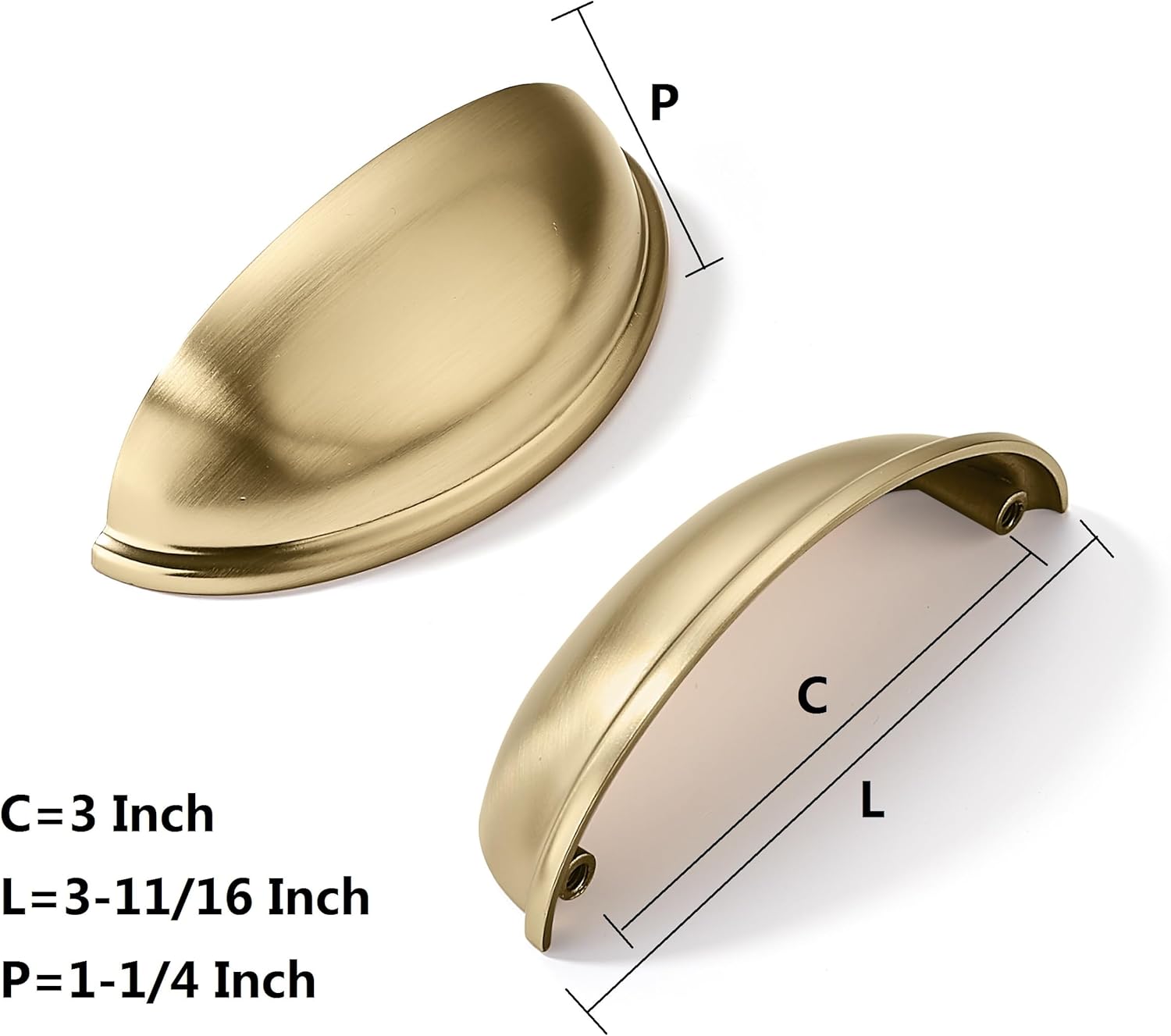 10 Pack 3" Drawer Pulls Champagne Bronze Cabinet Cup Pulls Kitchen Hardware Cabinet Handles Drawer Handles Knobs 3 inch Hole Center