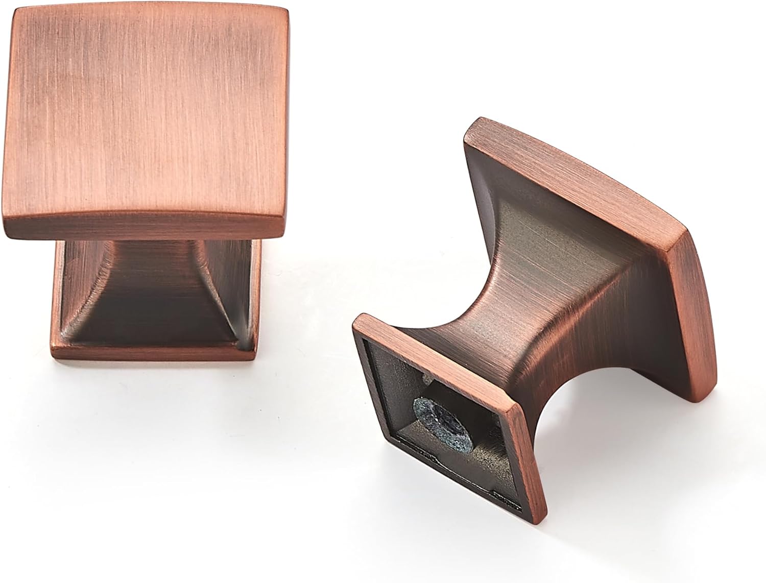 10 Pack 1 inch Brushed Antique Copper Cabinet Knobs Square Drawer Handles for Kitchen and Dresser Drawers