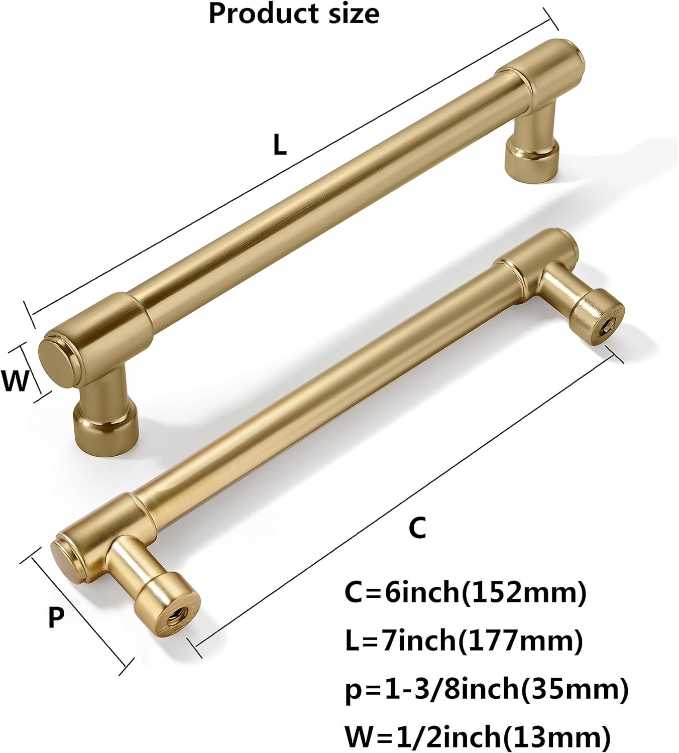 6 Pack 6 Inch(152mm) Champagne Bronze Kitchen Cabinet Handles Warm Brass Cabinet Pulls Gold Kitchen Cabinet Hardware for Cupboard Drawer Pulls Dresser Handle